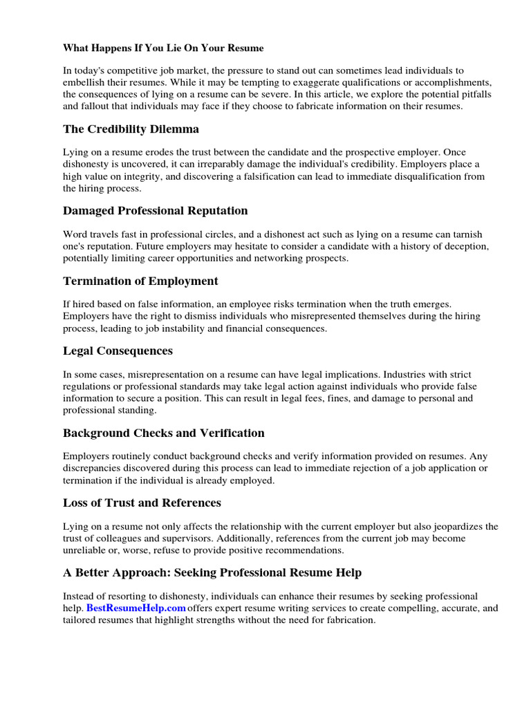 Can I Lie on My Resume? Here’s What Could Happen