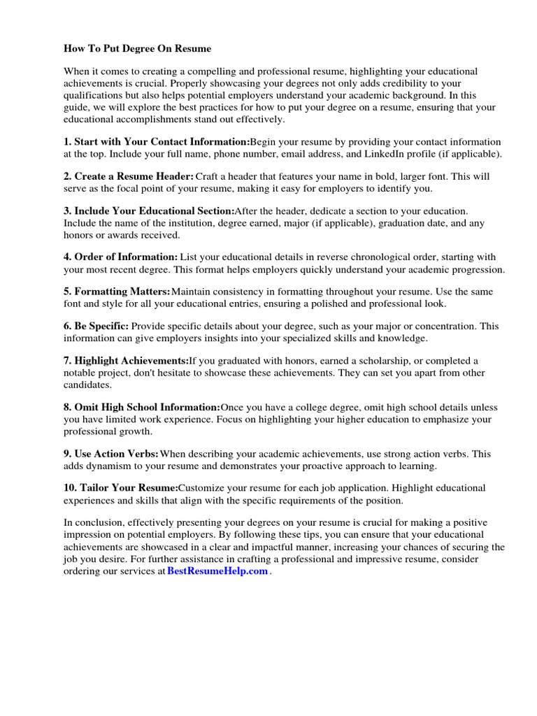 How to Put a Degree on Resume (With Formatting Tips)