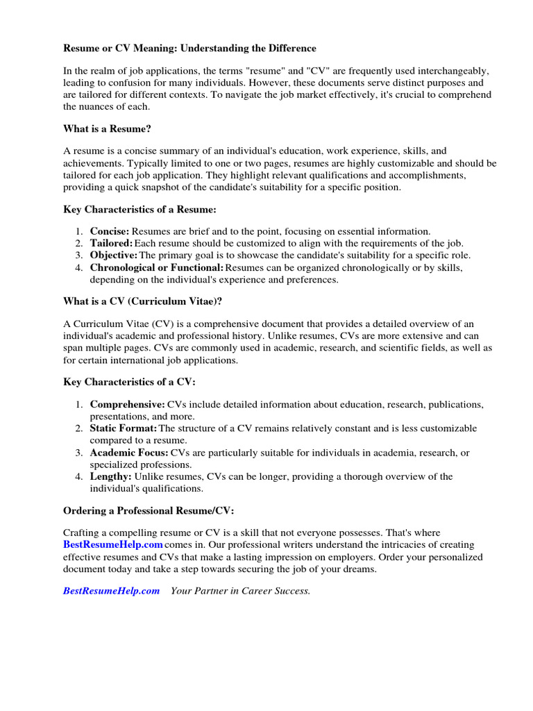 What Is “CV” in Resume/CV? Understanding Global Terms