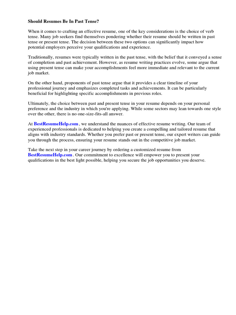 Should Your Resume Be in Past Tense? Grammar Rules You Need
