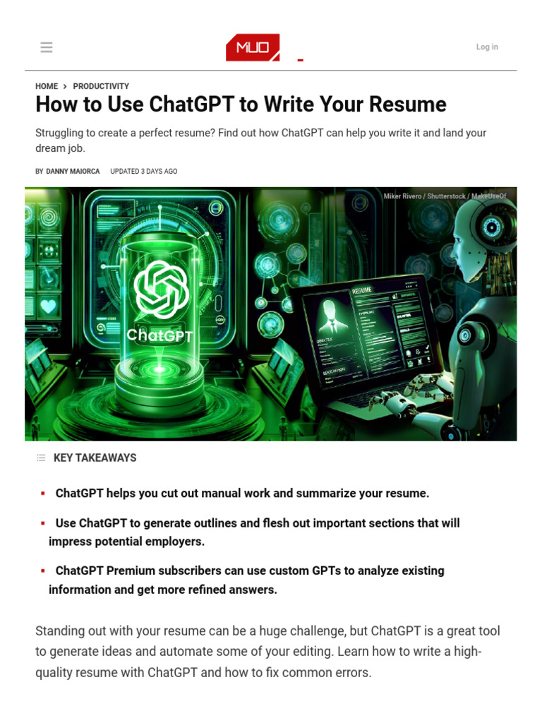 How to Use ChatGPT to Build a Resume That Shines
