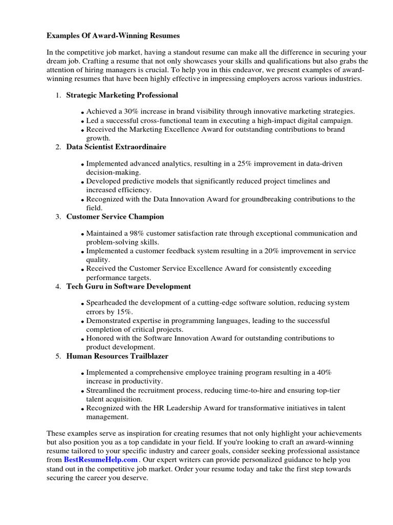 What Do the Best Resumes Look Like? See Winning Examples