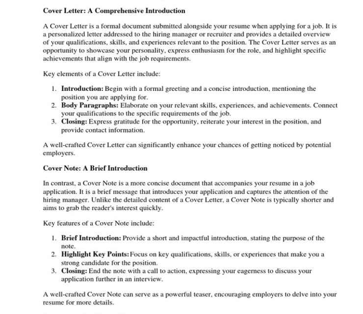 What Is a Cover Note in a Resume? And When to Use It