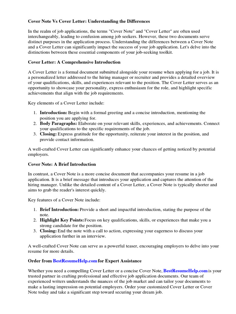 What Is a Cover Note in a Resume? And When to Use It