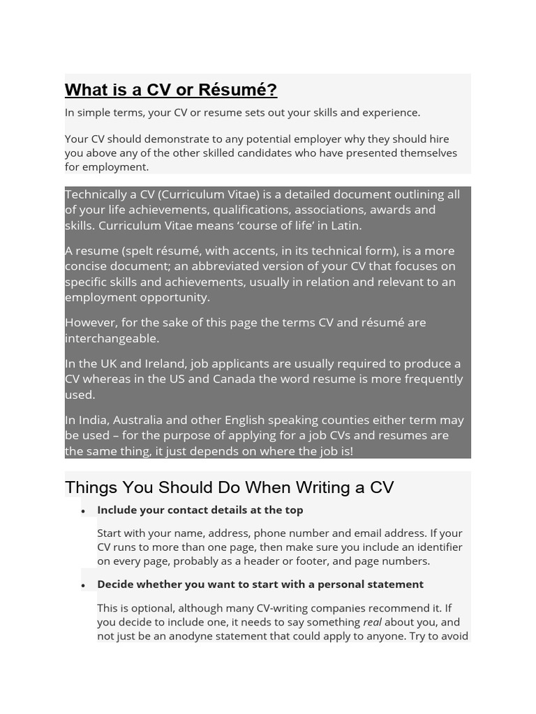 What Does Resume CV Mean? And Which One Do You Need?