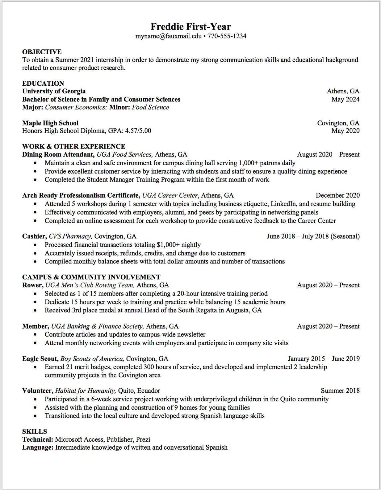 first_year_resume_thumbnail